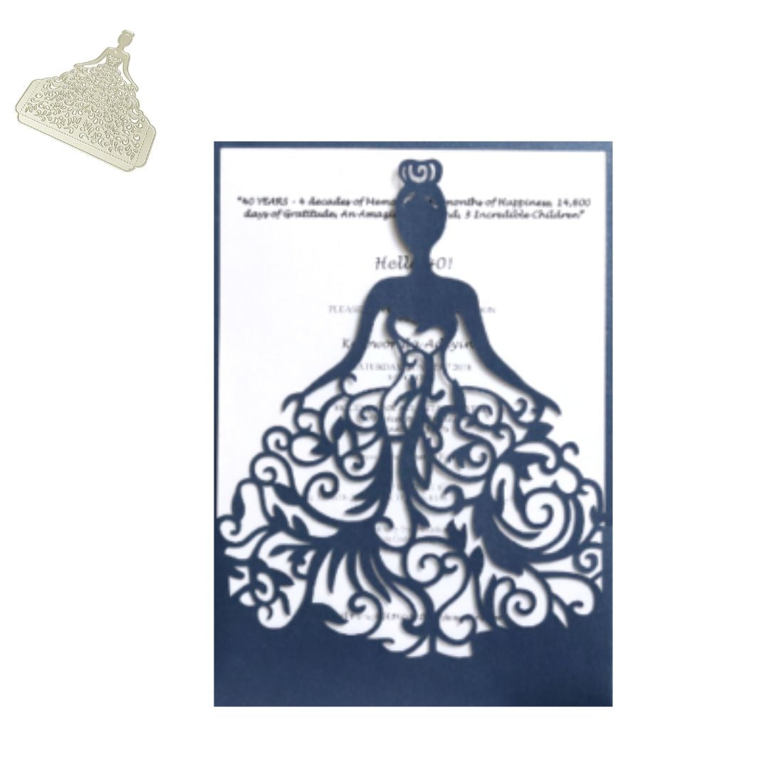 Suaje Para Invitaciones de Mujer con Vestido Calado Dados de Corte / Suajes / Troqueles Hobbees
