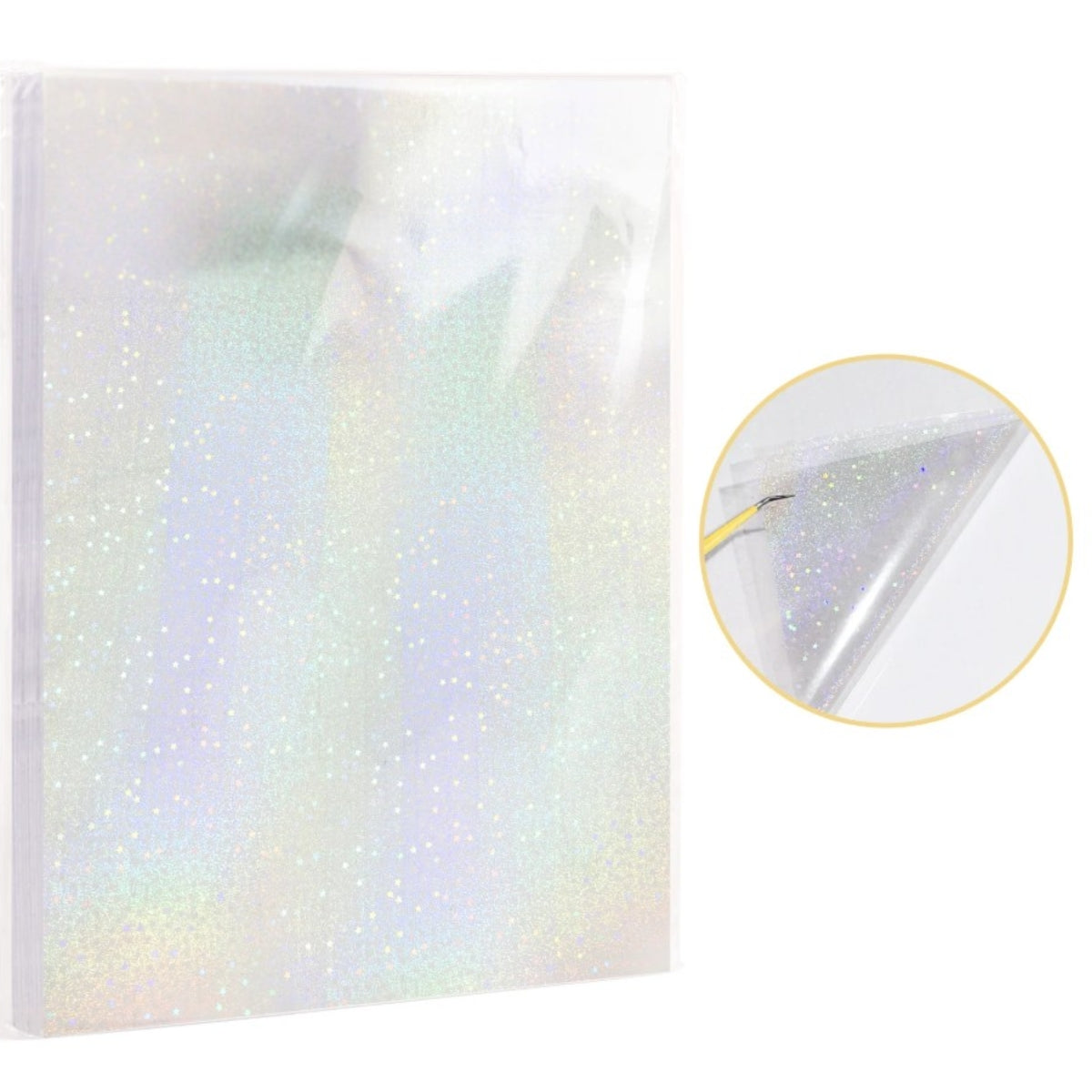 5 Hojas de Laminado en Frío Glitter con Estrellitas Acetato y Especializados Hobbees