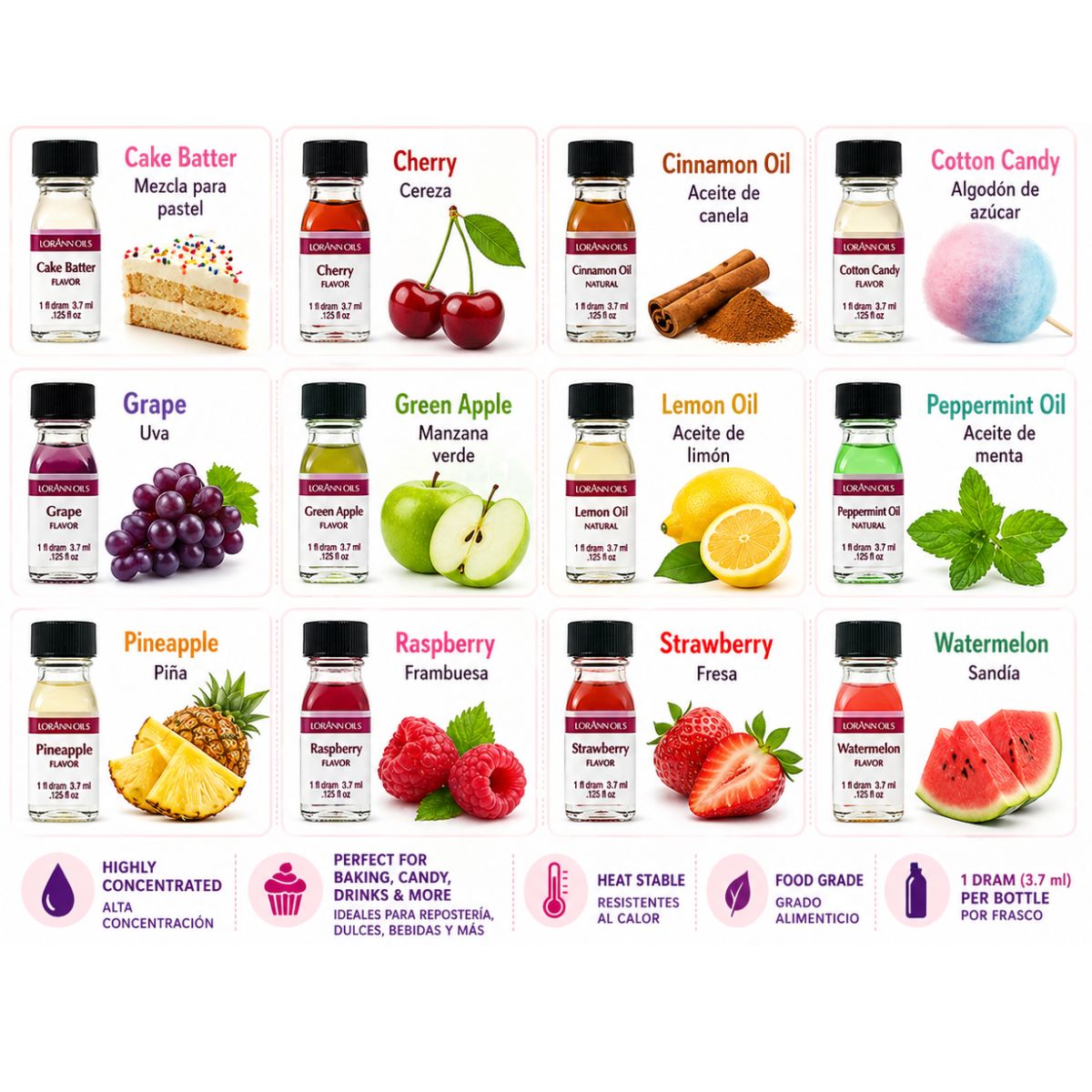 12 Variety Pack Super-Strength Flavors / 12 Saborizantes Concentrados Repostería Lorann Gourmet