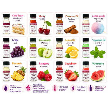 12 Variety Pack Super-Strength Flavors / 12 Saborizantes Concentrados Repostería Lorann Gourmet
