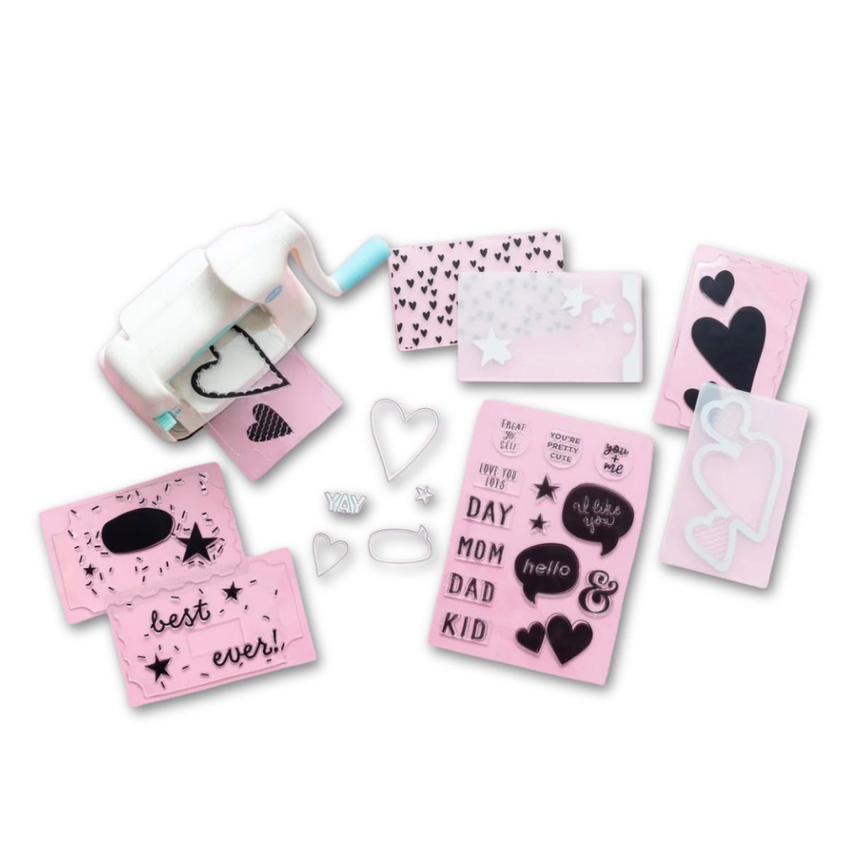 Mini Evolution Machine &amp; Stamping Kit / Máquina de Troquelado, Repujado y Sellado 82 pz Suajadoras / Troqueladoras We R Memory Keepers