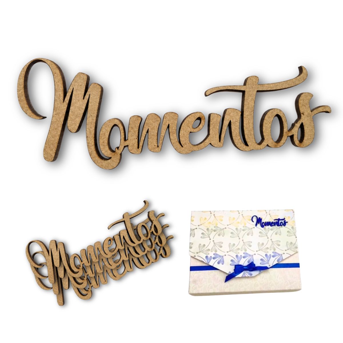 3 Frases Decorativas de MDF "Momentos" Adornos / Embellishments Hobbees