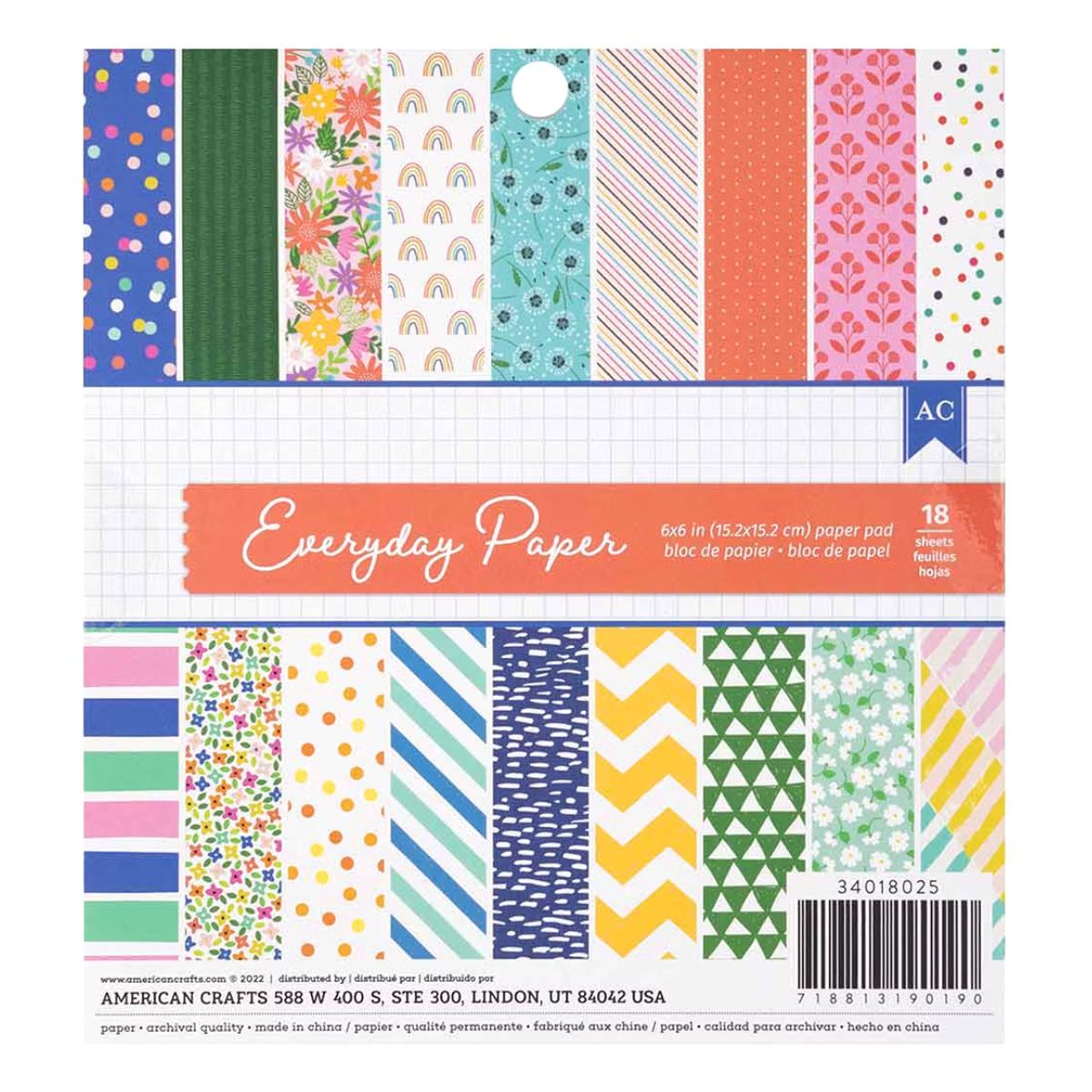 3 Paper Pads Assortment / 3 Blocks de Papel Variados de 6" Papel American Crafts