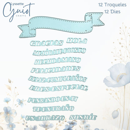 Set de Troqueles de Frases en Español con Listón Decorativo Dados de Corte / Suajes / Troqueles Lyssette Guiot Crafts