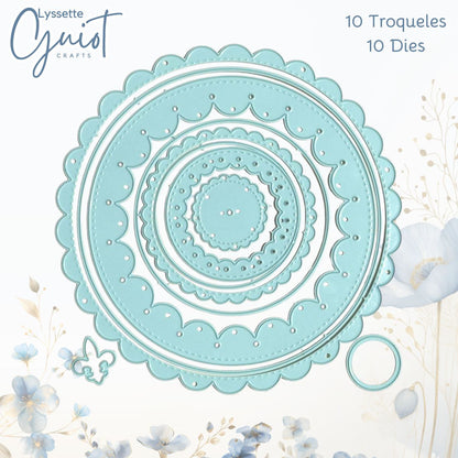 Troquel de Círculos Escalopa Regular e Invertida Dados de Corte / Suajes / Troqueles Lyssette Guiot Crafts