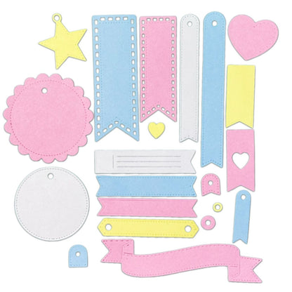 Set de Troqueles Etiquetas y Banners Dados de Corte / Suajes / Troqueles Lyssette Guiot Crafts