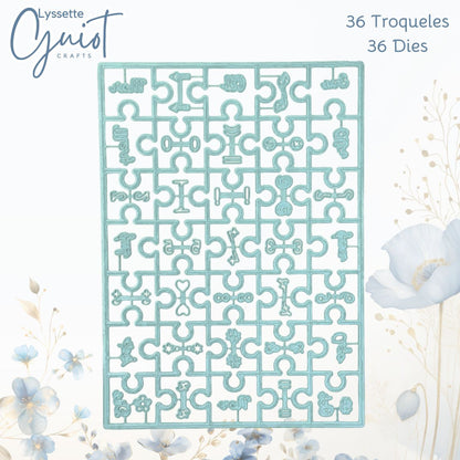 Set de Troqueles Rompecabezas con Meses, Números y Símbolos Troqueles Lyssette Guiot Crafts