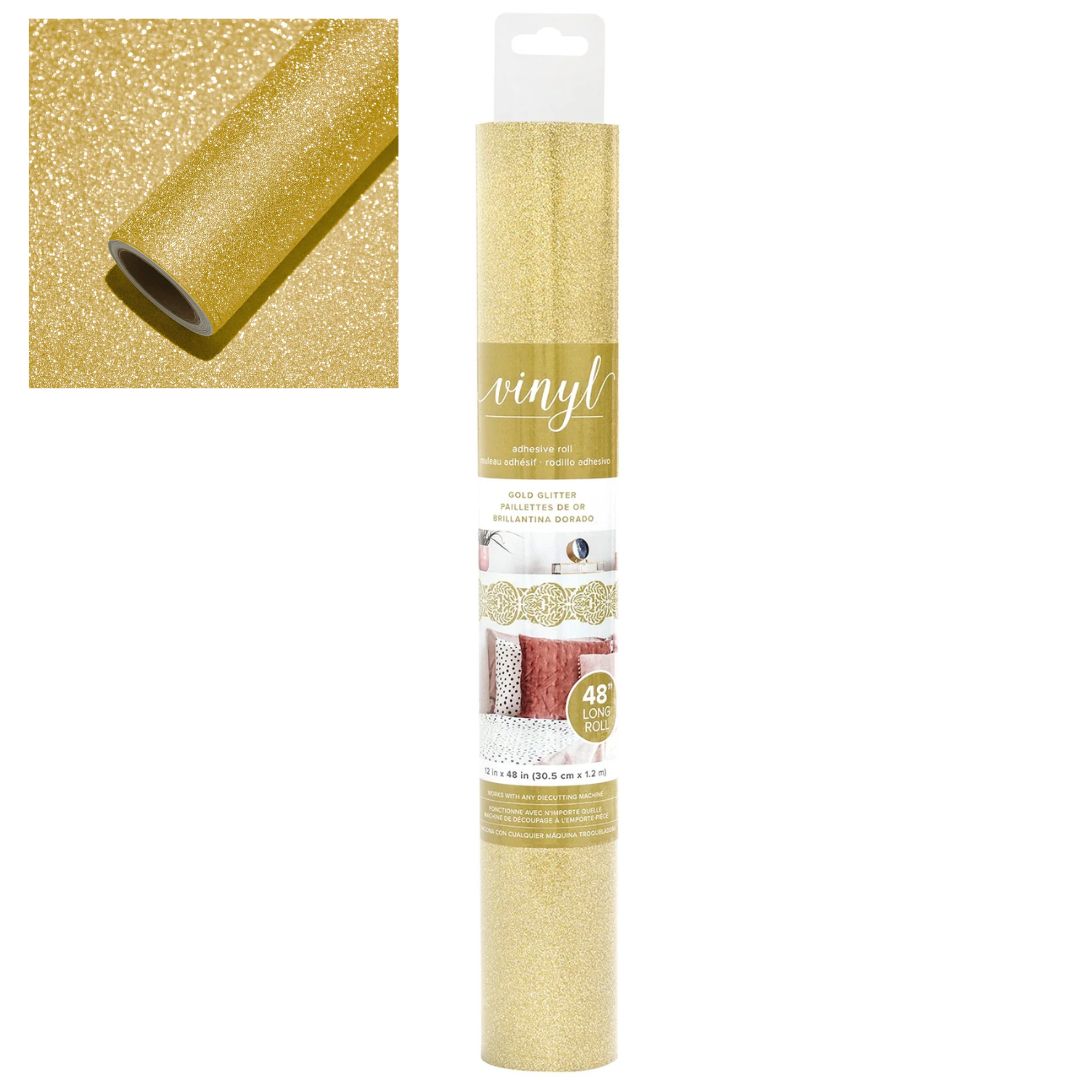 Self Adhesive Vinyl Roll - Gold Glitter / Papel Vinil Color Dorado Viniles American Crafts