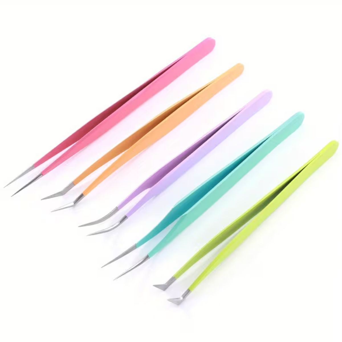 5 Pinzas de Precisión en Acero Inoxidable de Colores con Estuche Herramientas Hobbees
