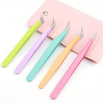 5 Pinzas de Precisión en Acero Inoxidable de Colores con Estuche Herramientas Hobbees