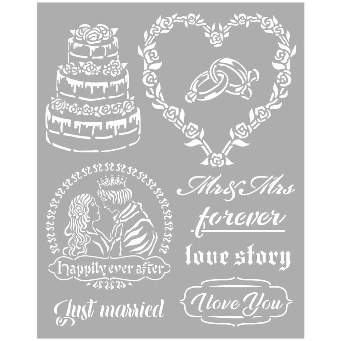 Just Married Sleeping Beauty Stencil / Plantilla de Novios Esténciles / Plantillas Stamperia