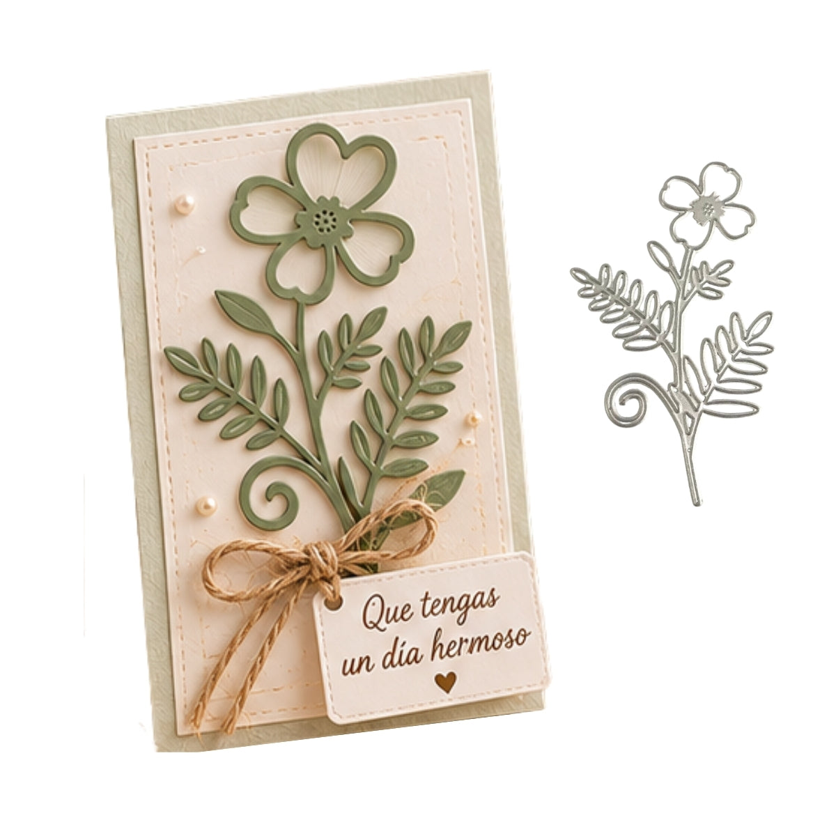 Suaje Flor con Follaje de 4 Pétalos Dados de Corte / Suajes / Troqueles Hobbees