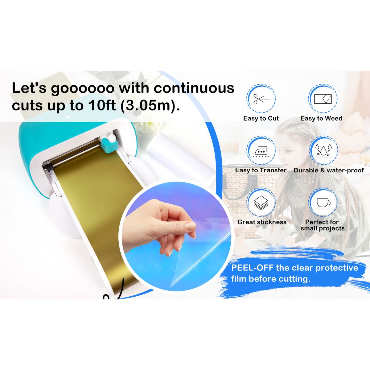 Cricut Joy Vinyl Mirror Chrome Gold / Vinil Cromado Oro. Descontinuado Teckwrap
