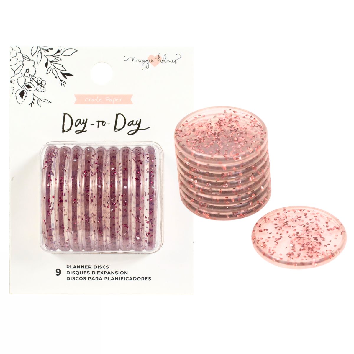Pink Glitter Discs 1.75&quot;/ Discos para Agendas Rosa con Glitter Discos para Planners Maggie Holmes