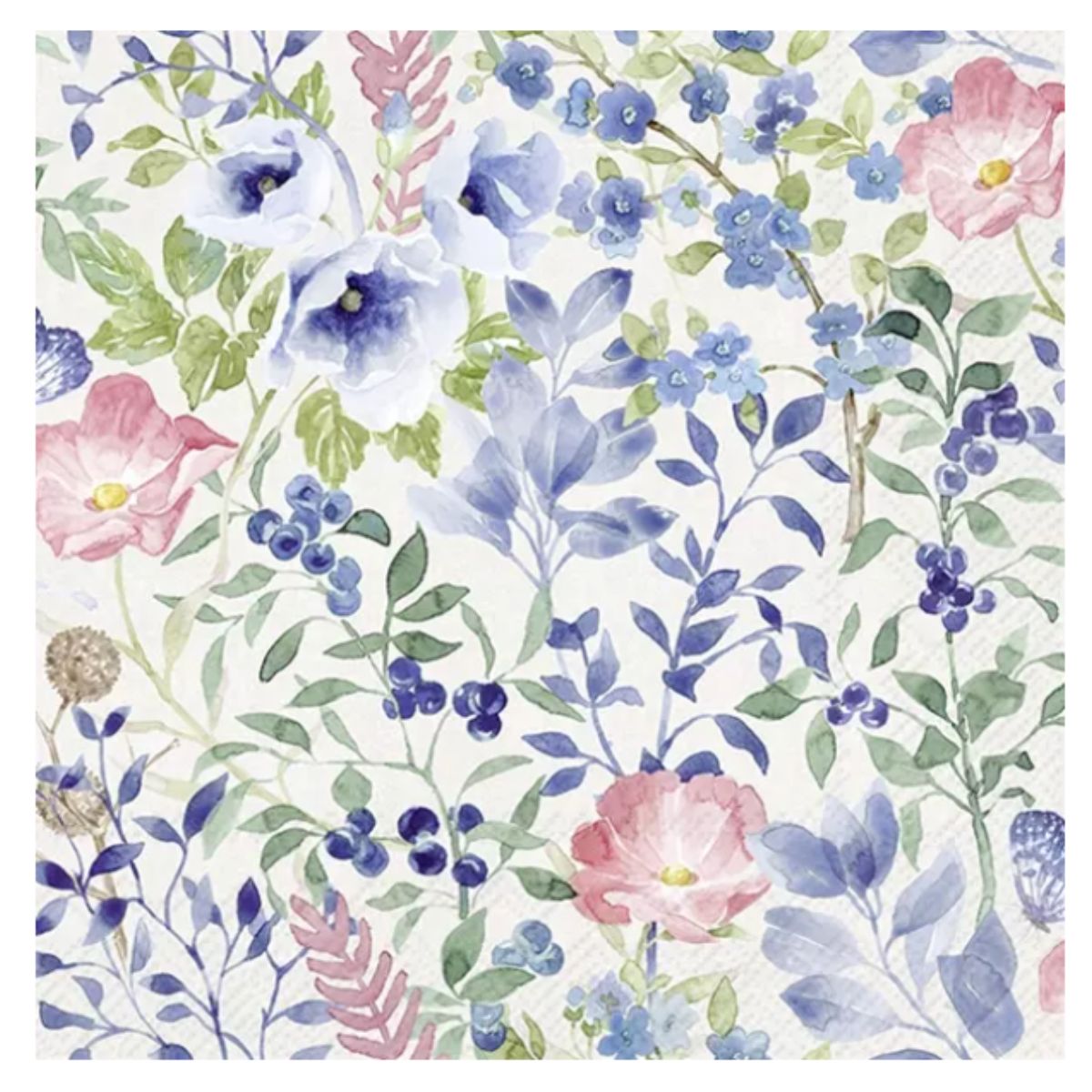 Servilleta de Papel Indigo Flowers Light Grey 
