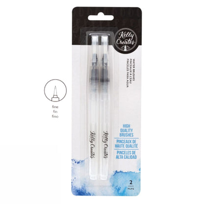 Water Brush Set Fine Point / 2 Pinceles para Agua Punta Fina Caligrafía plumas Kelly Creates
