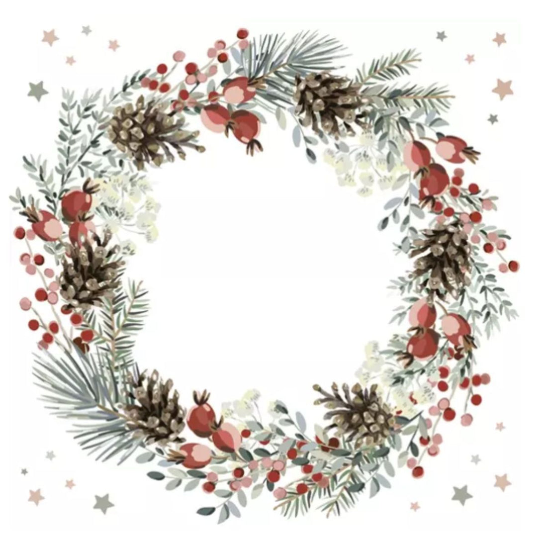 Servilleta de Papel Watercolour Wreath on White 