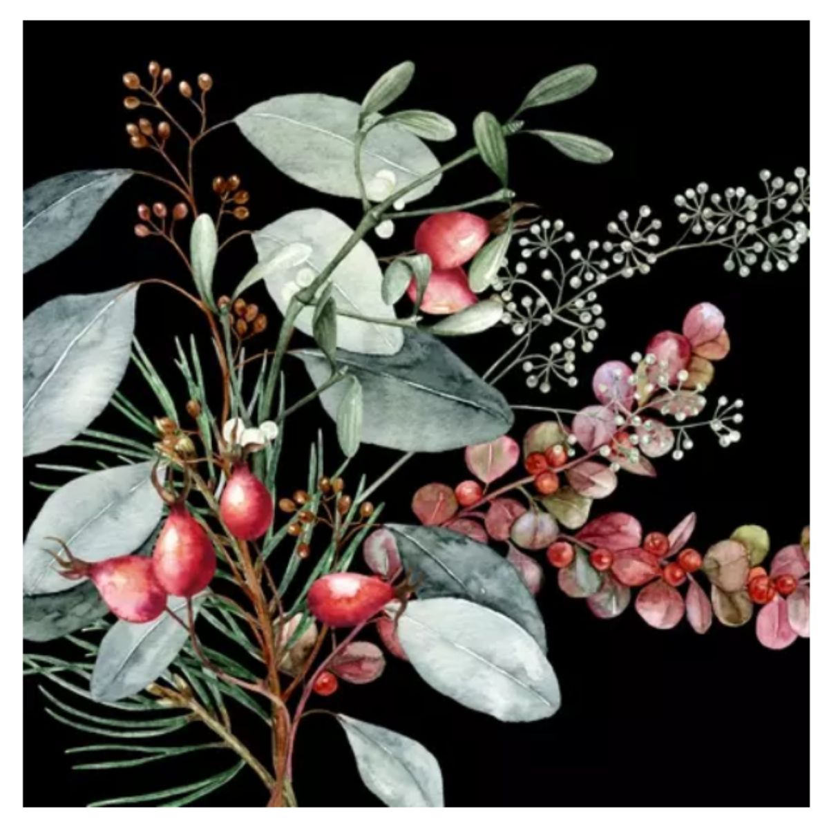 Servilleta de Papel Ruusunmarja &amp; Lehdet Black 