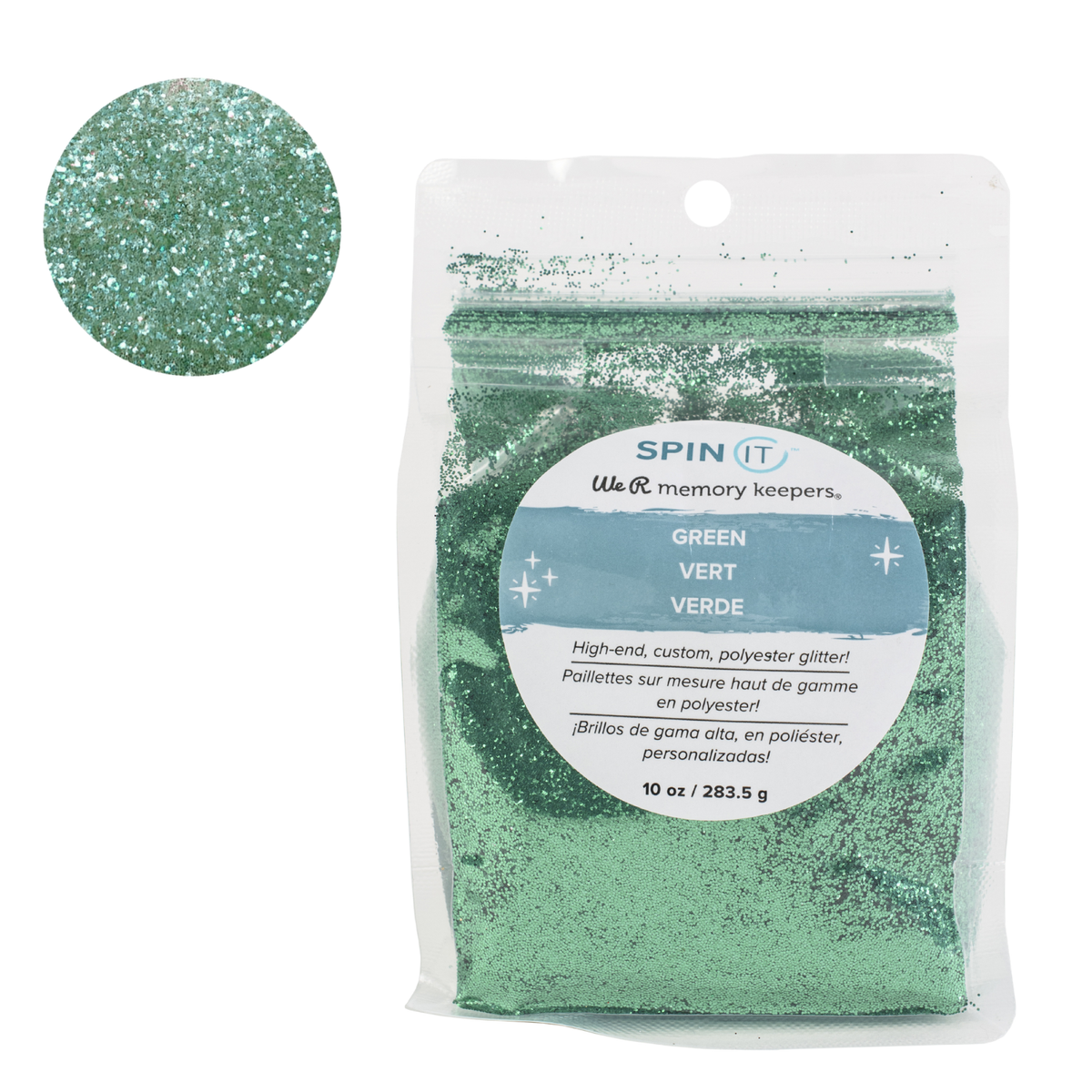Spin It Glitter Green / Diamantina Verde Extra Fina Adornos / Embellishments We R Memory Keepers
