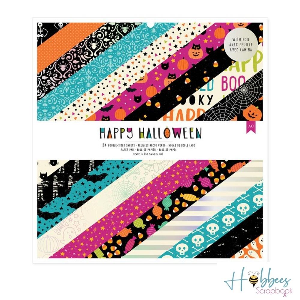 Happy Halloween 12pulg Paper Pad / Block Cartulina Doble Cara Halloween Descontinuado American Crafts