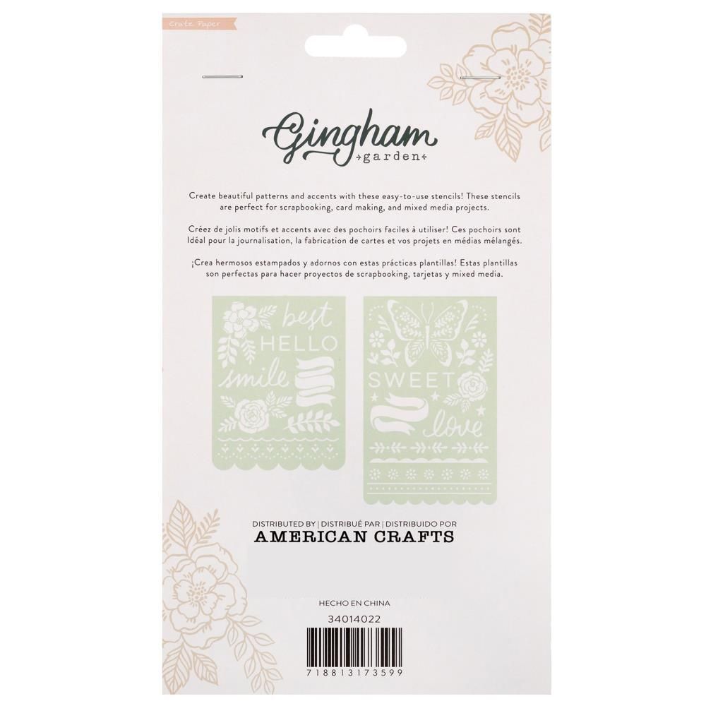 Gingham Garden Stencils / Esténciles de Jardín Gingham Esténciles / Plantillas Crate Paper