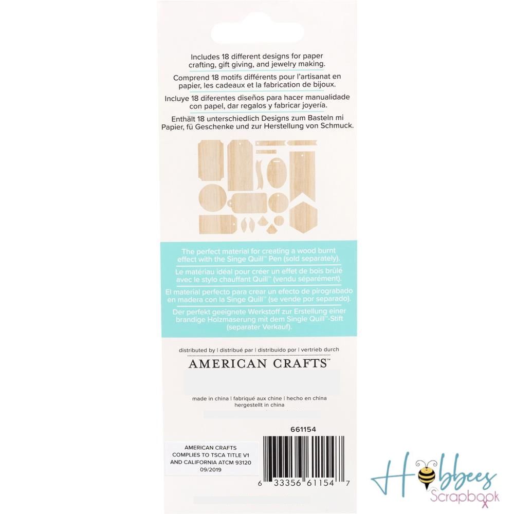 SingeQuill Wood Ephemera / Efímera de Madera Adornos / Embellishments American Crafts