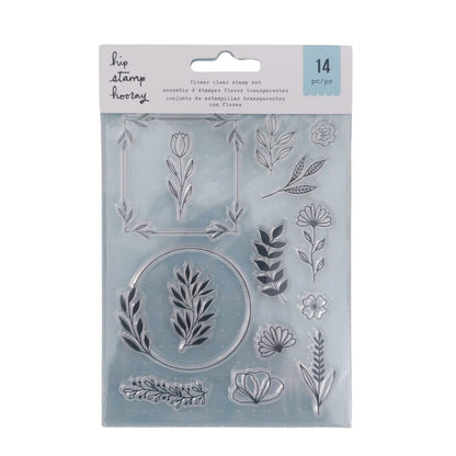 Flower Clear Stamp Set / Sellos de  Flores, Ramas y Marcos  American Crafts