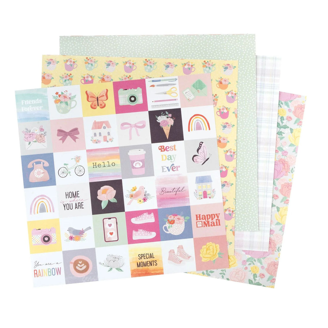 Double-Sided Paper Pad 12" Rainbow Avenue / Block de Papel Doble Cara Papel American Crafts