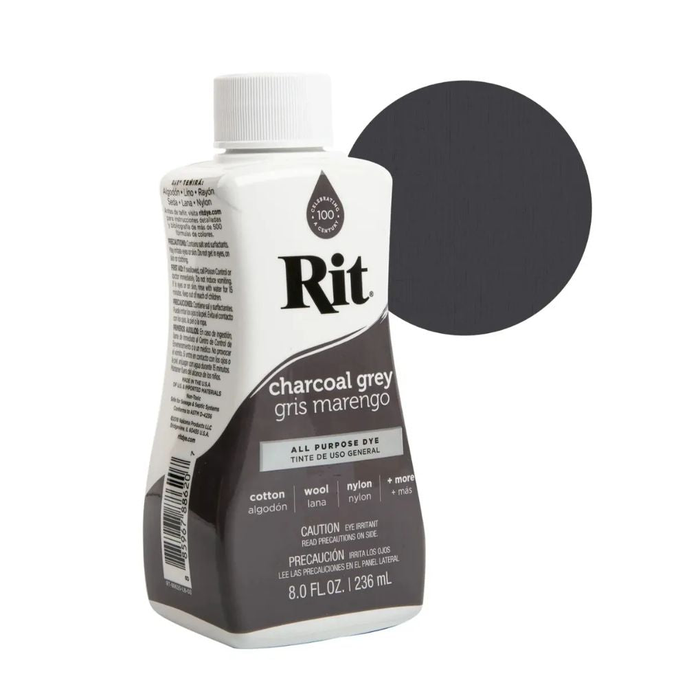 Rit Dye Liquid Charcoal Grey / LÃquido para Teñir Gris Carbón Pintura para Tela Rit