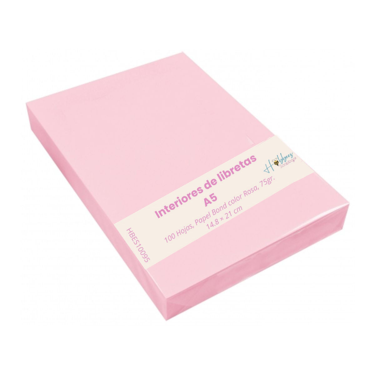 Interiores 100 Hojas de Papel color Rosa 75gr. A5 Encuadernacion Hobbees