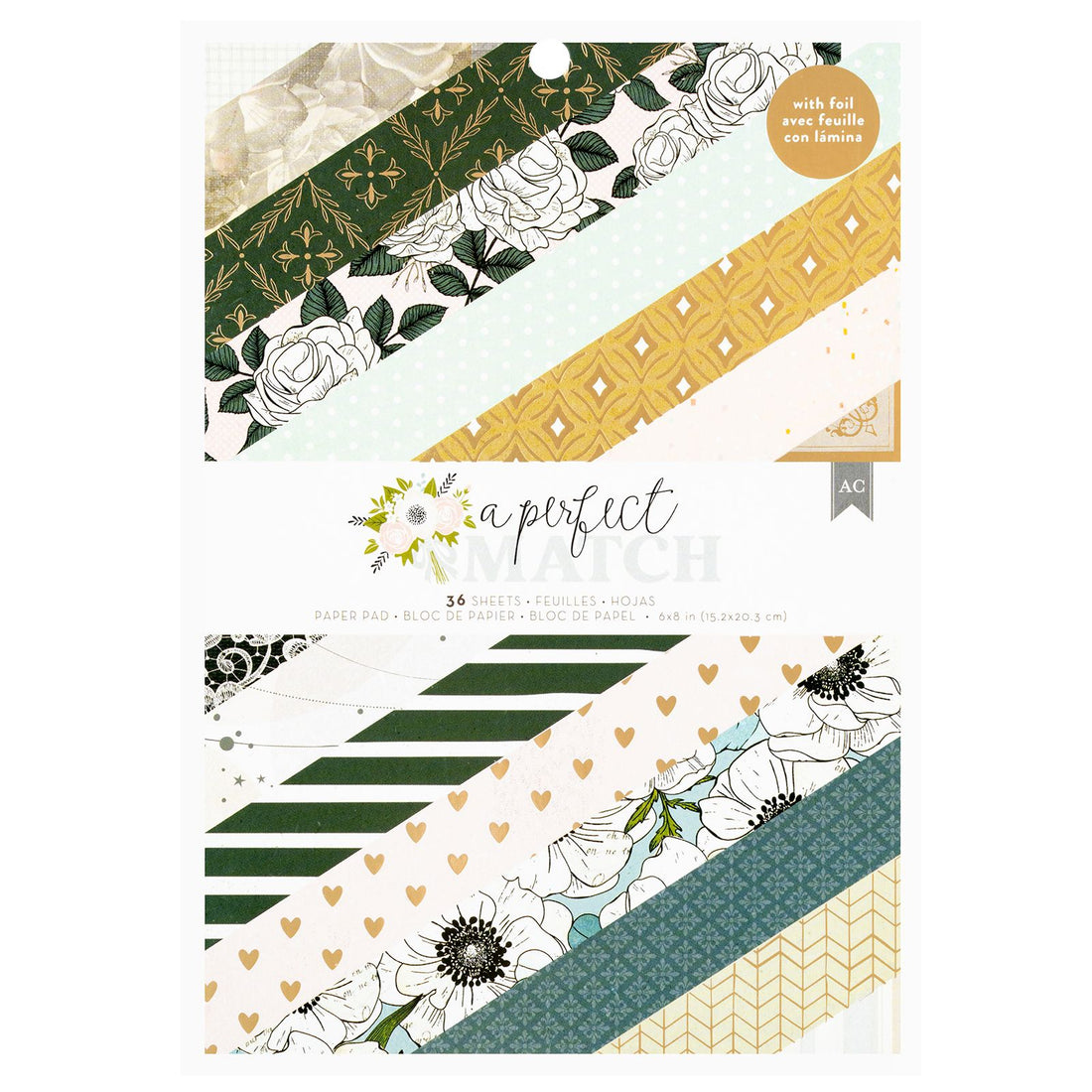 A Perfect Match Paper Pad 6" / Block de Papel Novios Papel American Crafts
