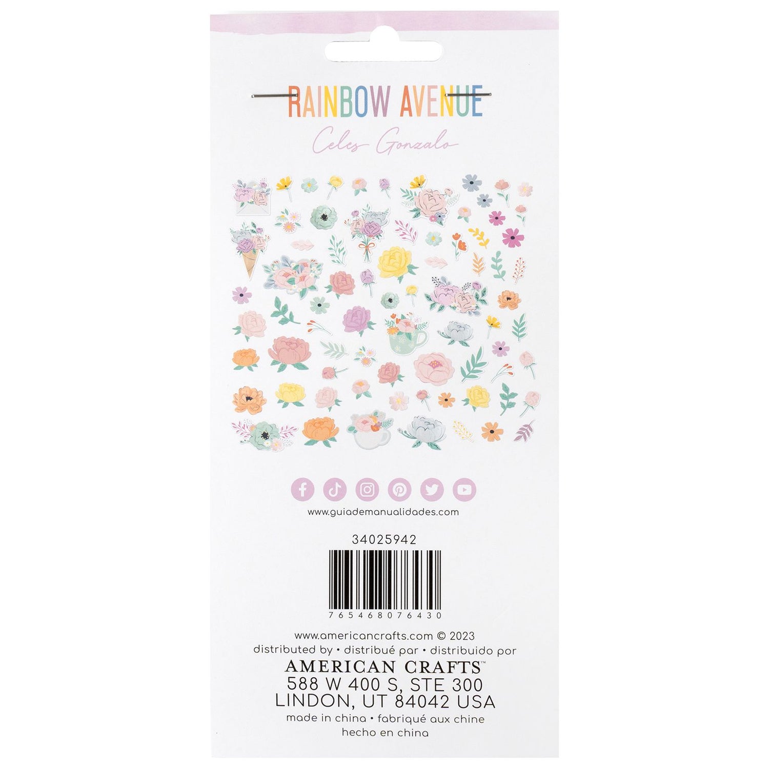 Rainbow Avenue Ephemera Die-Cuts Floral / Recortes Decorativos Florales Stickers American Crafts