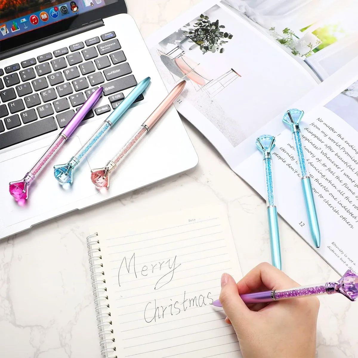 Set de 4 Plumas con Gema Caligrafía plumas Hobbees