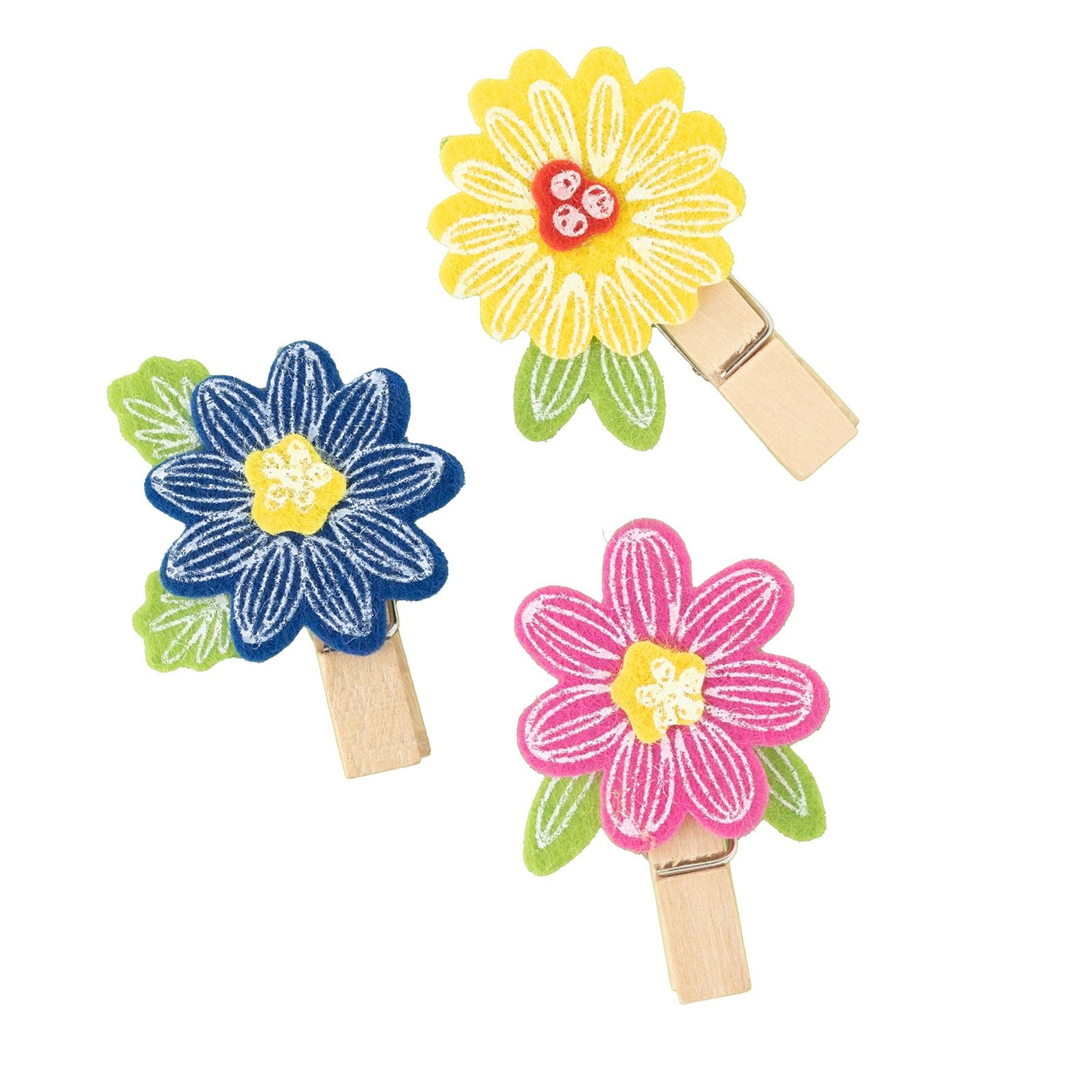 Poppy &amp; Pear Flower Clothespins / Pinzas Decorativas Bea Valint Adornos / Embellishments American Crafts