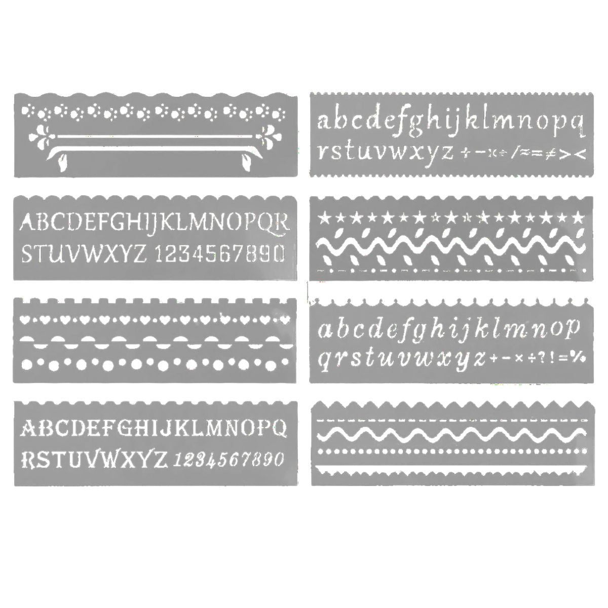 8 Plantillas de Alfabeto y Líneas Esténciles / Plantillas Hobbees