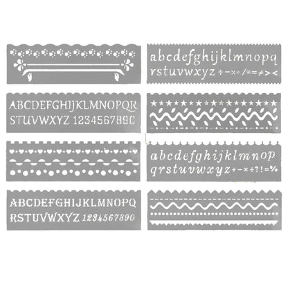 8 Plantillas de Alfabeto y Líneas Esténciles / Plantillas Hobbees