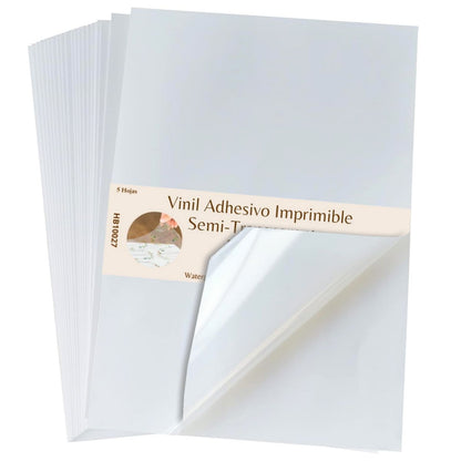 5 Hojas de Vinil Adhesivo Imprimible Semi-transparente Brillante Viniles Hobbees