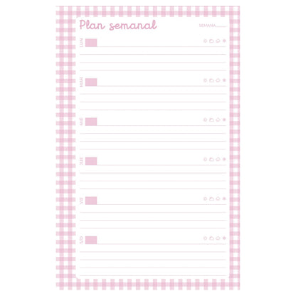 100 Hojas Interiores Media Carta Plan Semanal Rosa Encuadernacion Crazy Crafts