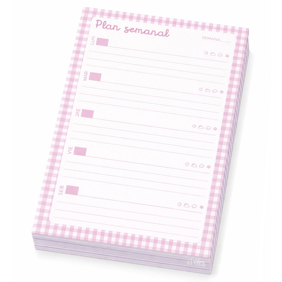 100 Hojas Interiores Media Carta Plan Semanal Rosa Encuadernacion Crazy Crafts