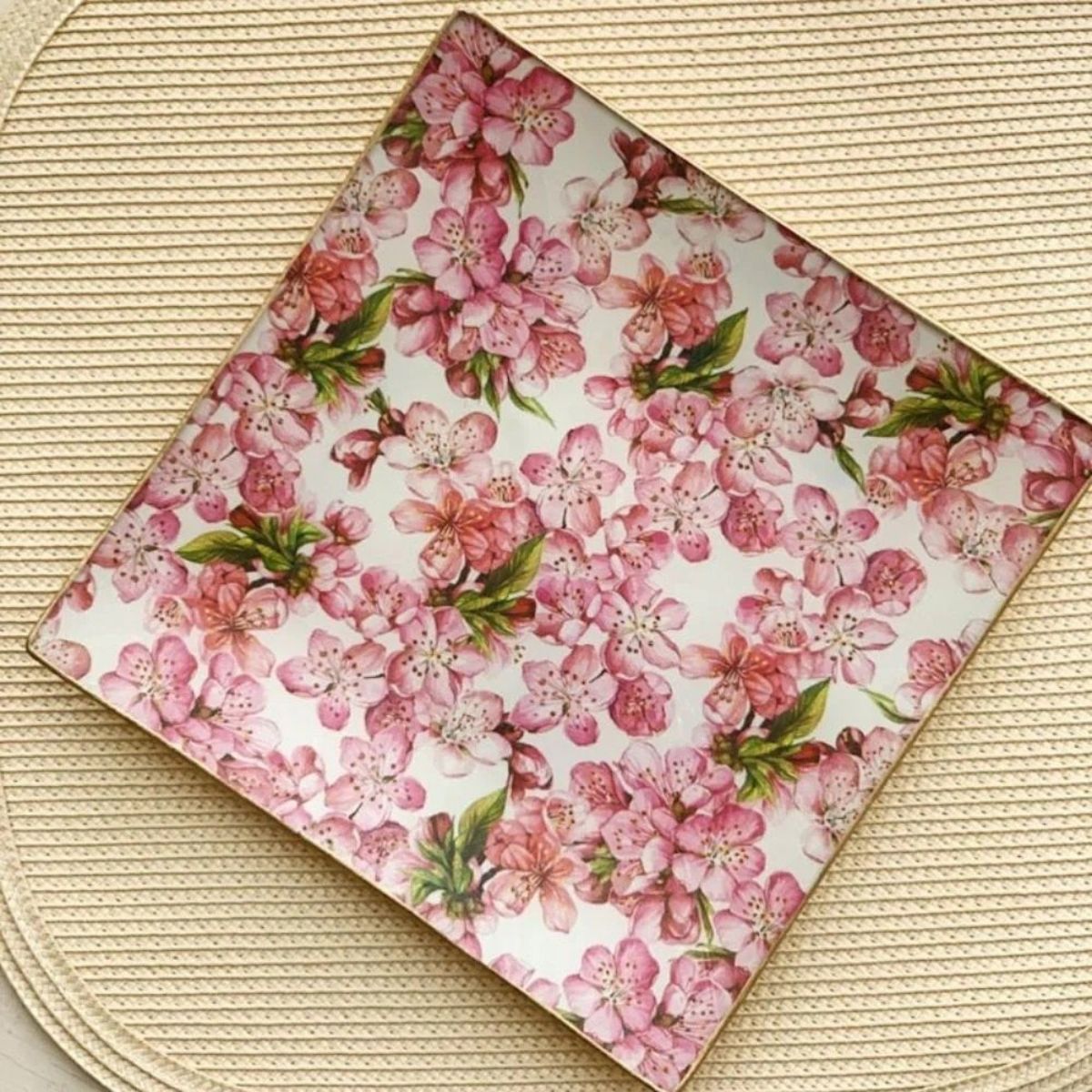 6 Platos de Vidrio Cuadrados Estilo Europeo para Decoupage 30 cm Decoupage Decorakel