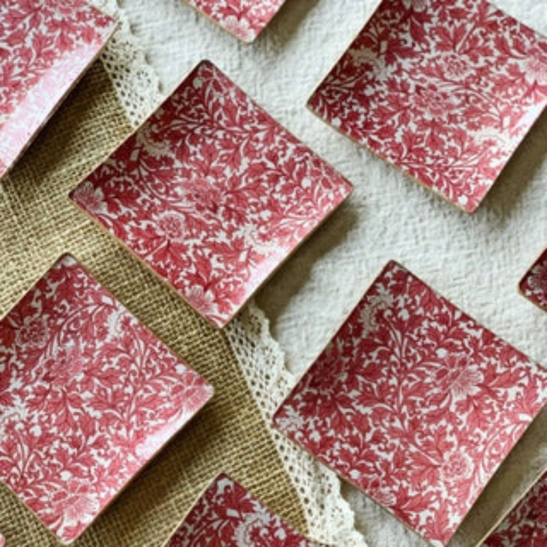 6 Platos de Vidrio Cuadrados Estilo Europeo para Decoupage 20 cm Decoupage Decorakel