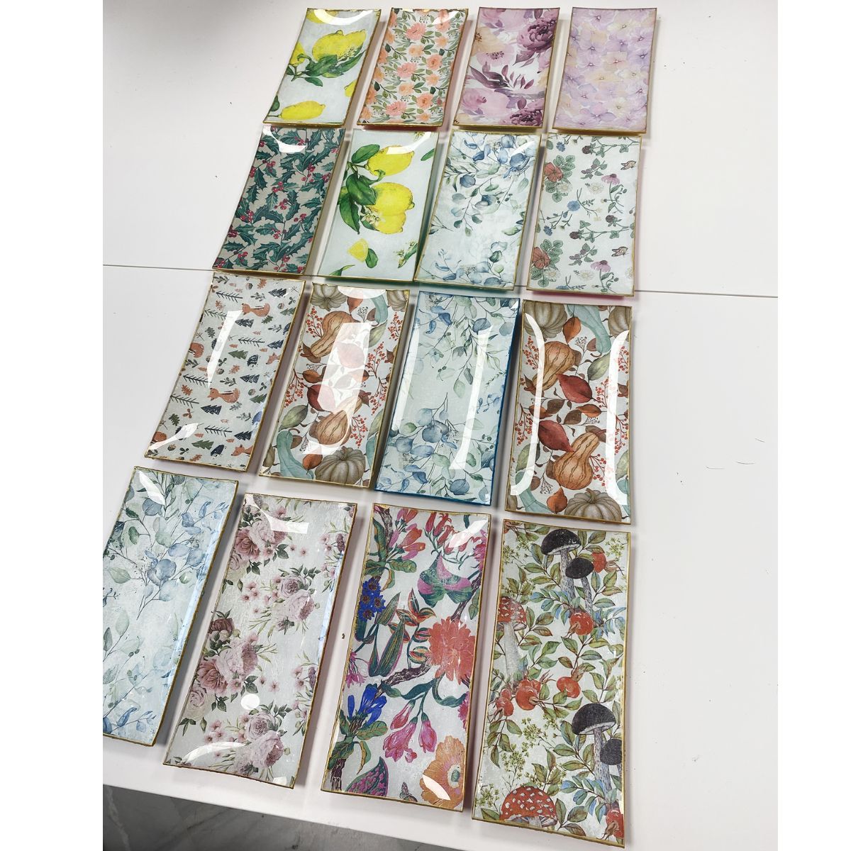 6 Platos de Vidrio Rectangulares Estilo Europeo para Decoupage 16cm Decoupage Decorakel