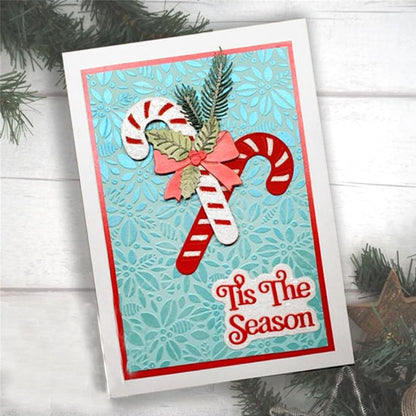 Suajes o Troqueles de Bastones Navideños con Moño y Hojas Dados de Corte / Suajes / Troqueles Hobbees