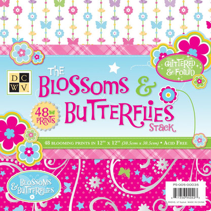 Blossoms &amp; Butterflies Stack 12 x 12 / Block Papel Flores y Mariposas Descontinuado DCWV