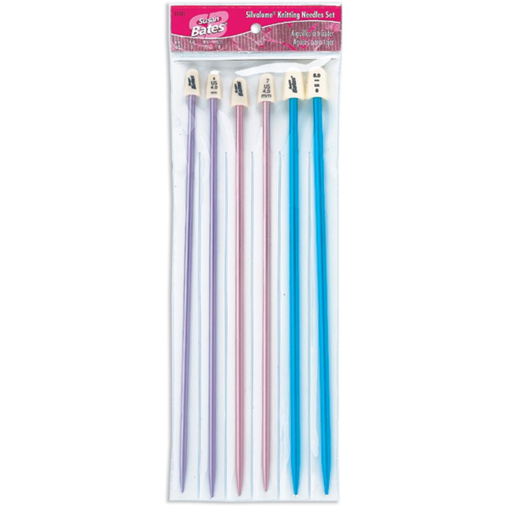 Silvalume Single Point Knitting Needles / Agujas de Aluminio para Tejer 1 punta Tejido Susan Bates