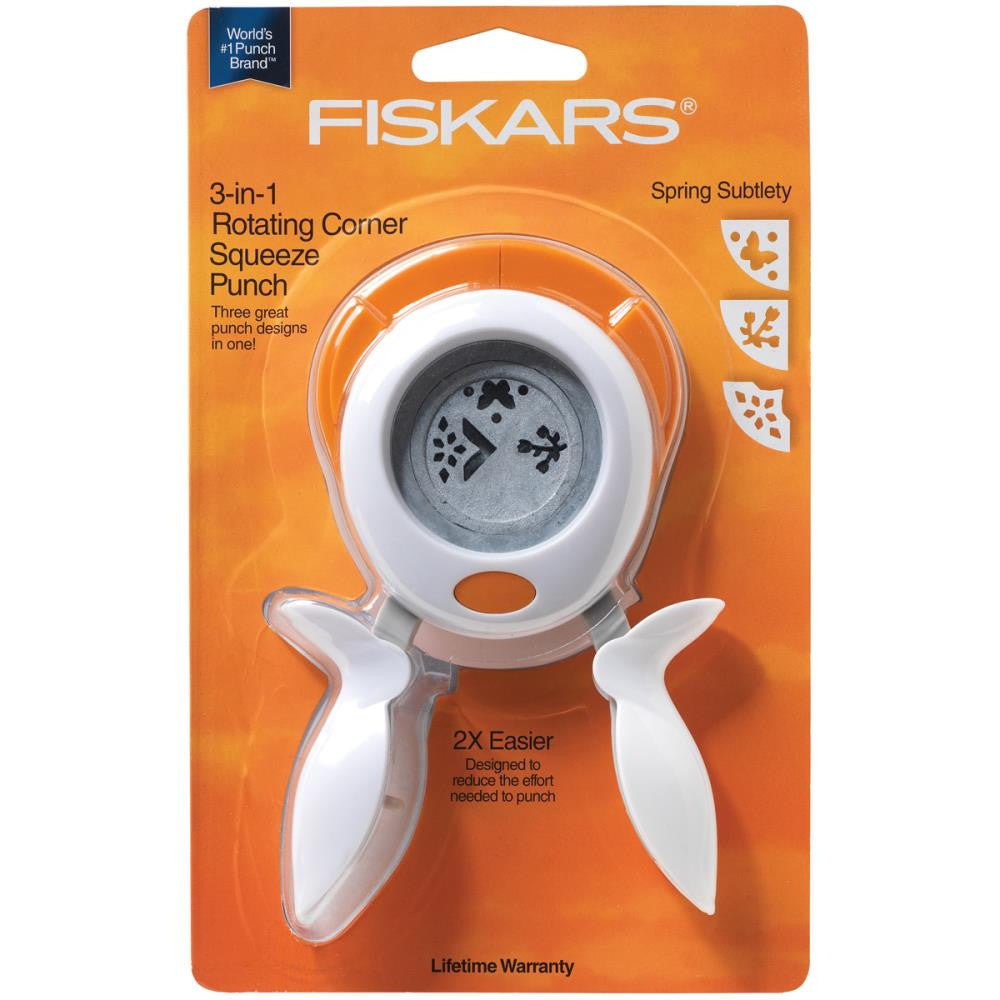 Spring Subtletly 3 In 1 Rotating Corner Squeeze Punch / Redondeadora de 3 Esquinas Decoradas Perforadoras Fiskars