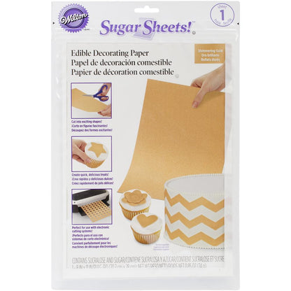 Hoja de Papel Comestible Oro / Sugar Sheet Shimmering Gold Descontinuado Wilton