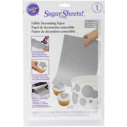 Hoja de Papel Comestible Plata / Sugar Sheet Shimmering Silver DESCONTINUADO Wilton