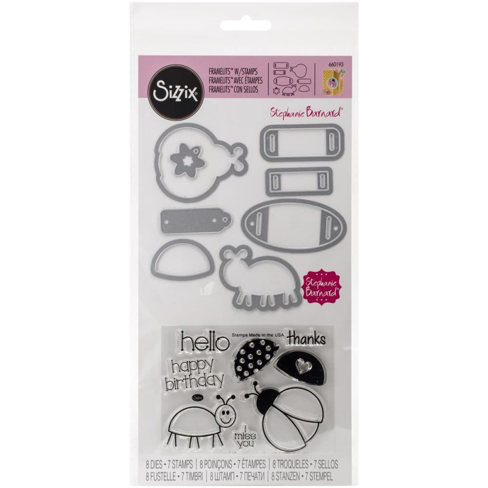 Framelits Die with Clear Acrylic Stamp Set Bugs / Suajes y Sellos de Bichos Descontinuado Sizzix