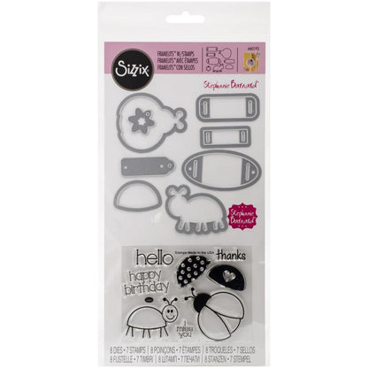 Framelits Die with Clear Acrylic Stamp Set Bugs / Suajes y Sellos de Bichos Descontinuado Sizzix